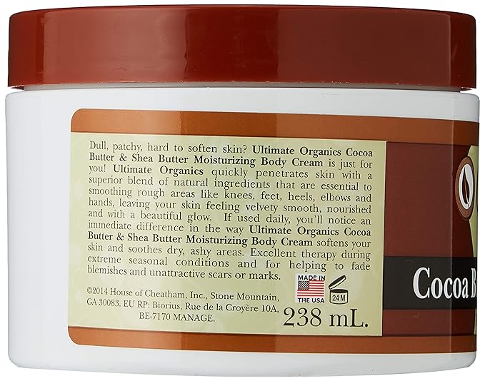 Originals by Africa's Best Cocoa Butter & Shea Butter Moisturizing Body Cream, Superior Blend of Natural Ingredients for Velvety Smooth, Nourished Skin, 8oz Jar x-pression