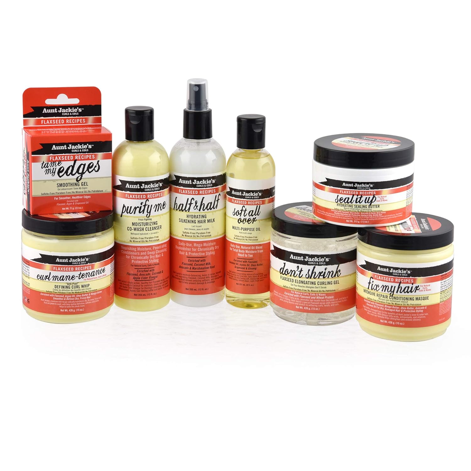 Aunt Jackie's Flaxseed Recipes Soft All Over, Multi-Use Oil for Hair and Body, Enriched with Flaxseed, Avocado, Coconut Oil and Marshmallow Root, 8 Ounce Bottle x-pression