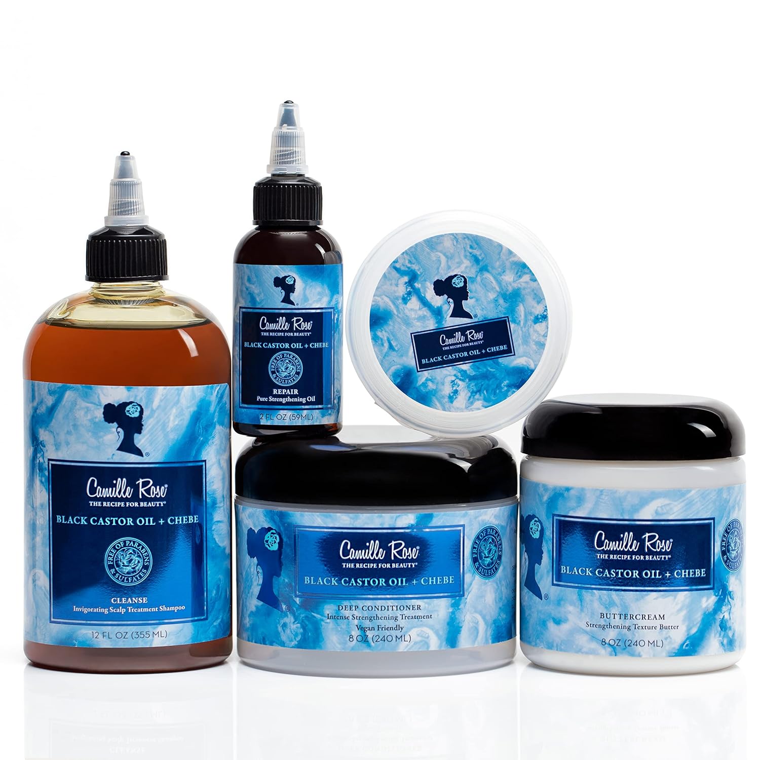 Camille Rose Black Castor Oil & Chebe Buttercream, Strengthening and Styling Butter to Restore Moisture for Thick, Textured Hair, 8 oz x-pression