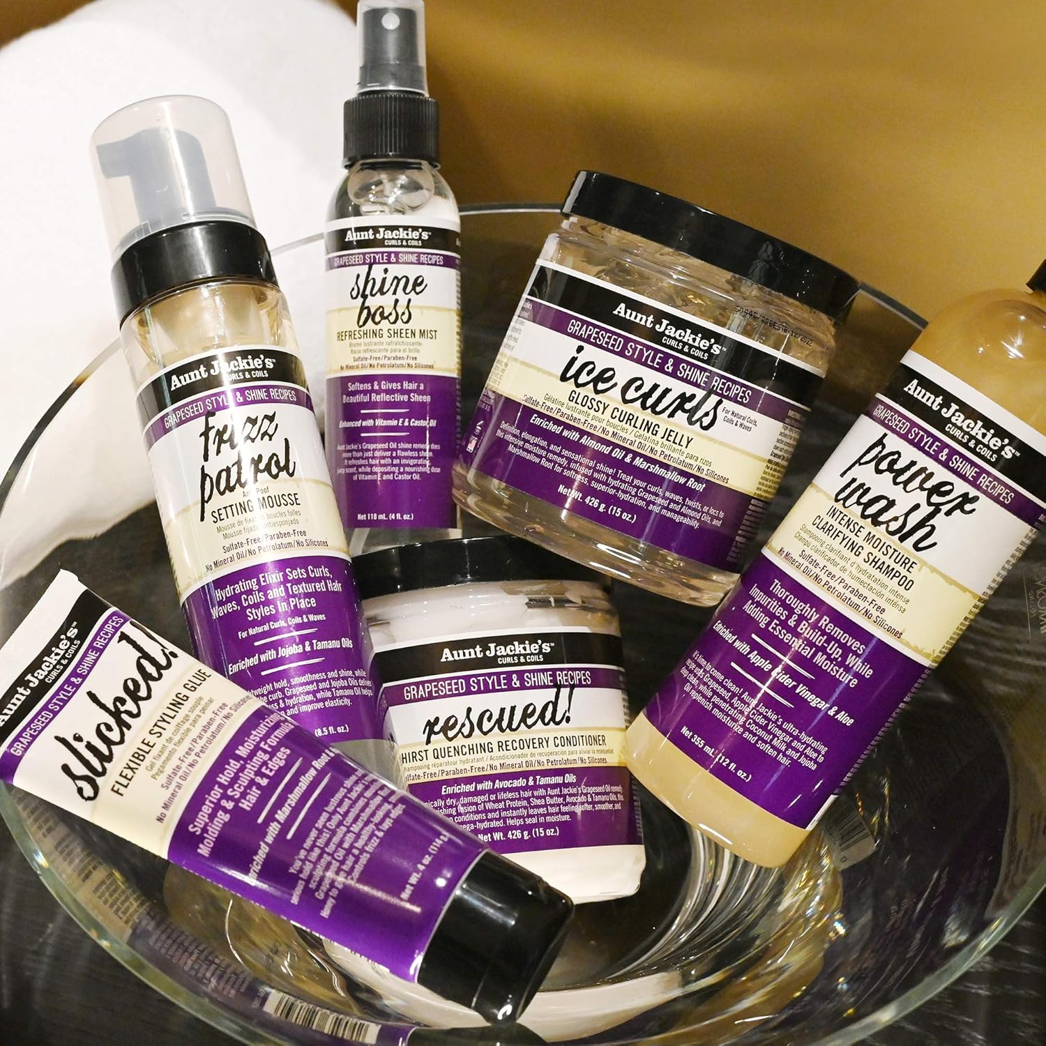 Aunt Jackie's Grapeseed Style and Shine Recipes Ice Curls Glossy Curling Jelly, Hydrates, Softens, Makes Waves, Curls and Coils Easier to Style, 15oz x-pression