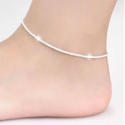 ANKLE BRACELET WOMEN 925 STERLING SILVER ANKLET FOOT CHAIN BEACH BEADS JEWELRY x-pression