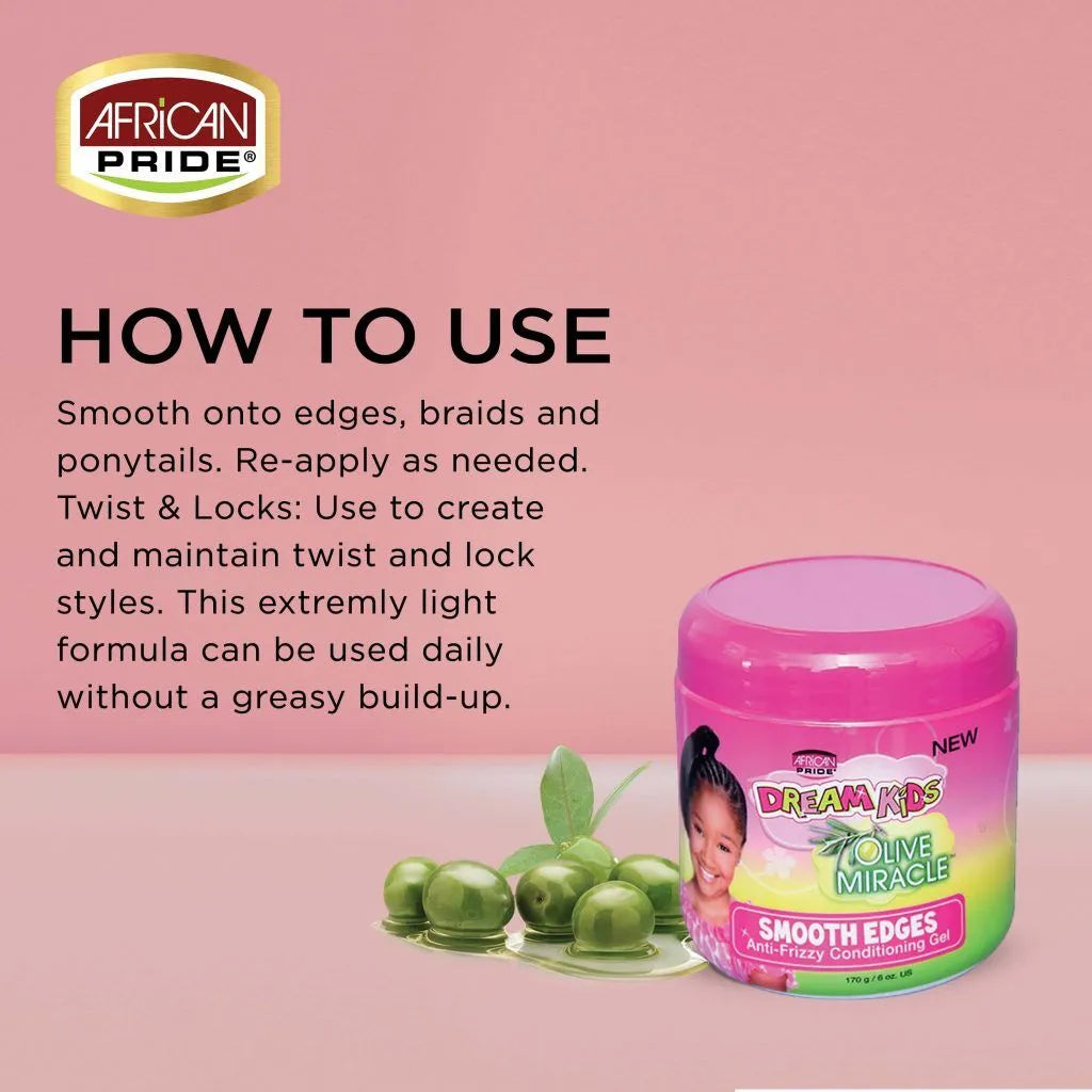 African Pride Dream Kids Smooth Edges Anti-Frizzy Conditioning Gel, 6oz x-pression