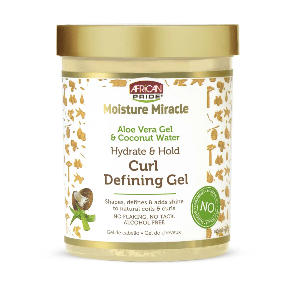 African Pride Moisture Miracle Hydrate & Hold Curl Defining Hair Gel, For Natural Coils & Curls, Hydrates & Controls Frizz, 18 oz x-pression
