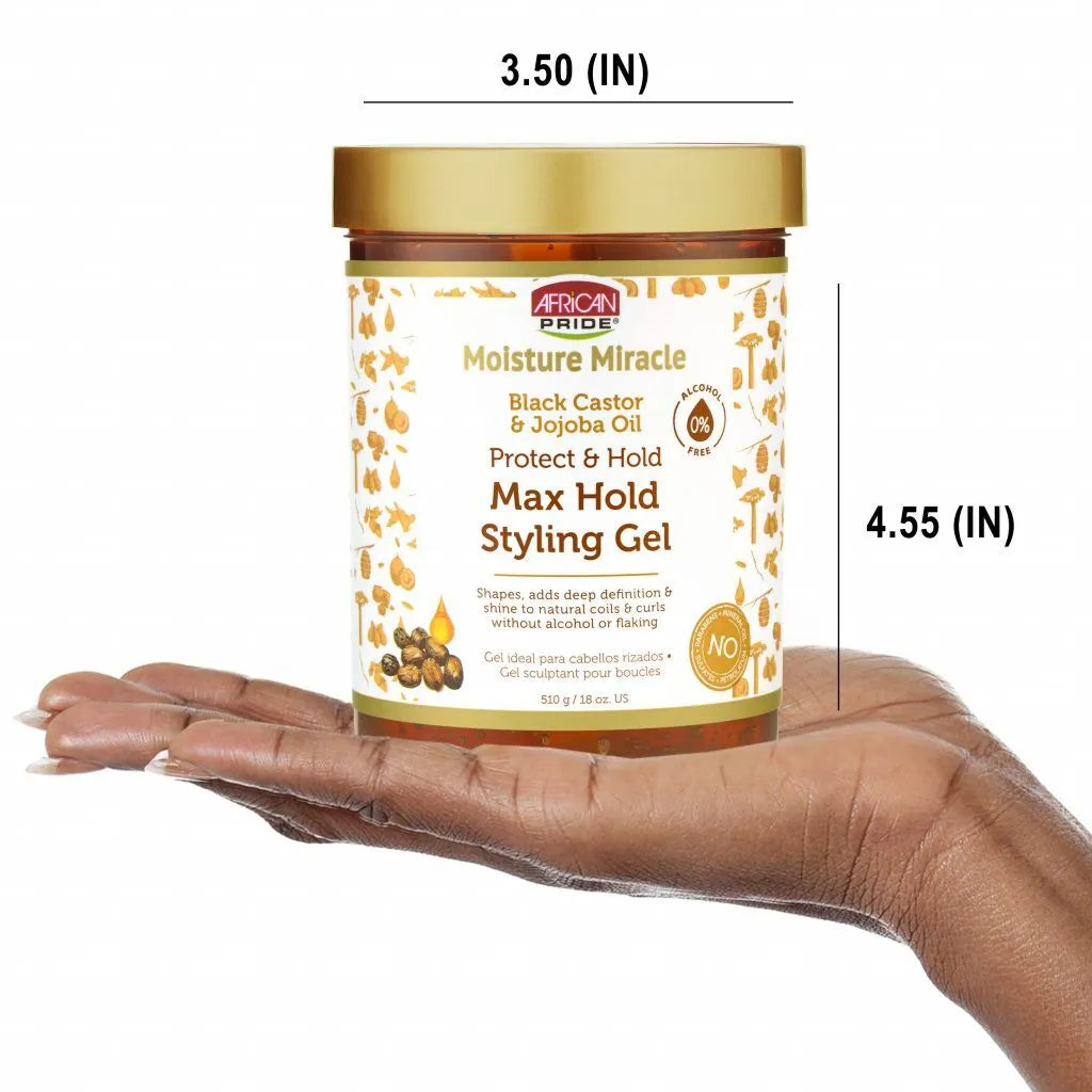 African Pride Moisture Miracle Max Hold Styling Gel with Black Castor Oil& Jojoba Oil - 18 fl oz x-pression