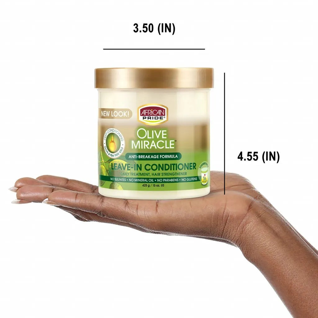 African Pride Olive Miracle Anti Breakage Formula Leave In Conditioner, 15 oz x-pression