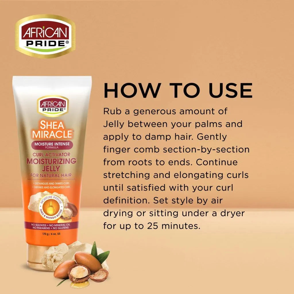 African Pride Curl Activator Shea Miracle Moisturizing Jelly, 6oz x-pression