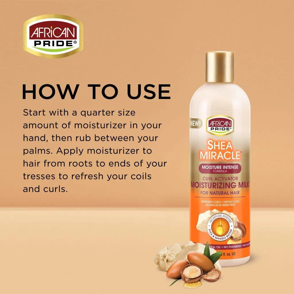 African Pride Shea Miracle Moisturizing Milk Curl Activator , 12oz, 355 mL x-pression