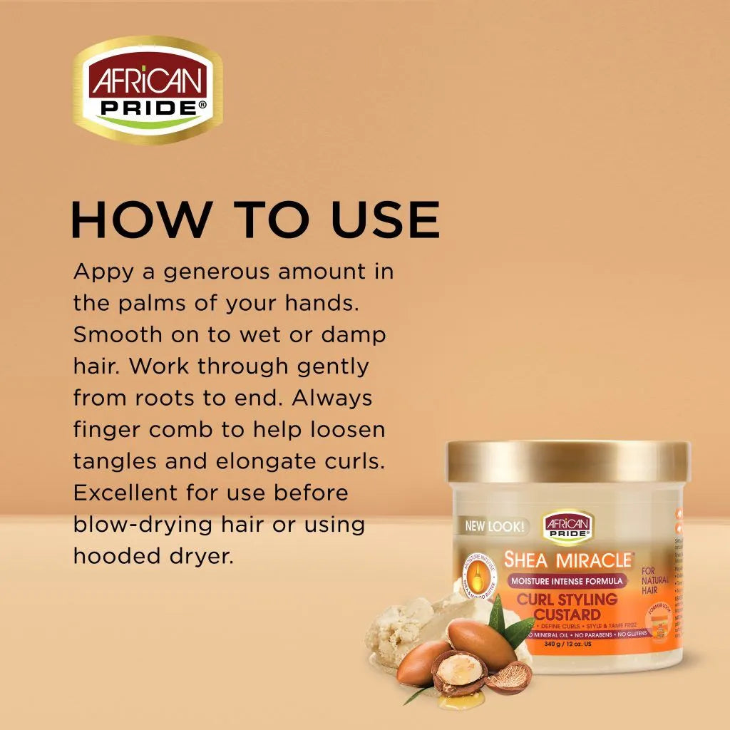 African Pride Shea Butter Miracle Curl Custard Styling, 12 Ounce, 340 g x-pression