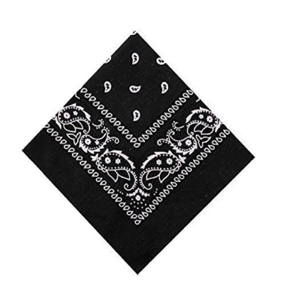 Paisley Pattern Bandana Head Neck Scarf Black & White & Grey & Red *UK SELLER*
