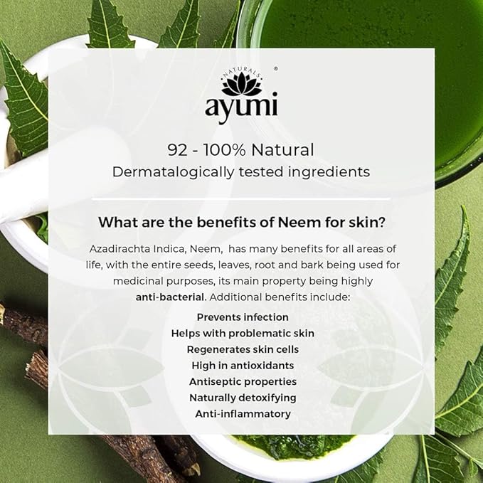 Ayumi Neem & Tea Tree Body Lotion, Maintains a Level of Hydration & Softeness For Oil-Prone Skin, With Witch Hazel and a Hint of Nettle to Firm & Tone, 200 mL