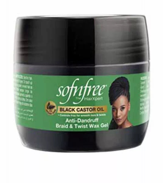 Sofn'free Black Castor Oil Anti Dandruff Braid & Twist Gel, 125 mL x-pression