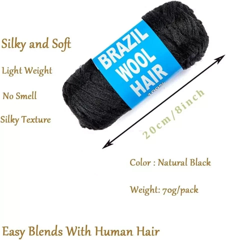 Brazilian Wool Hair Yarn For Braids Twist Faux Locks & Knitting