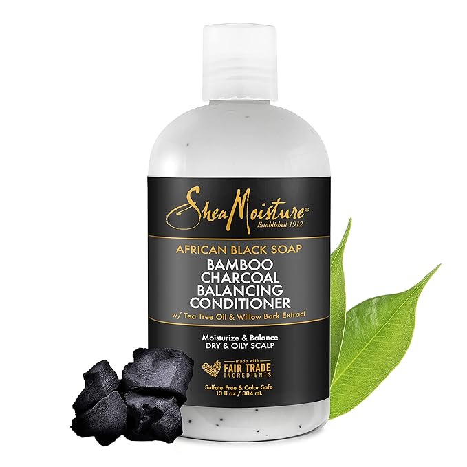 Shea Moisture African Black Soap Bamboo Charcoal Balancing Conditioner, 13 Fluid Ounce x-pression