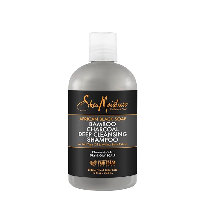 SHEA MOISTURE African Black Soap Bamboo Charcoal Deep Cleansing Shampoo, 13 Ounce x-pression