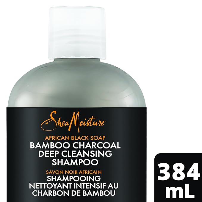 SHEA MOISTURE African Black Soap Bamboo Charcoal Deep Cleansing Shampoo, 13 Ounce x-pression