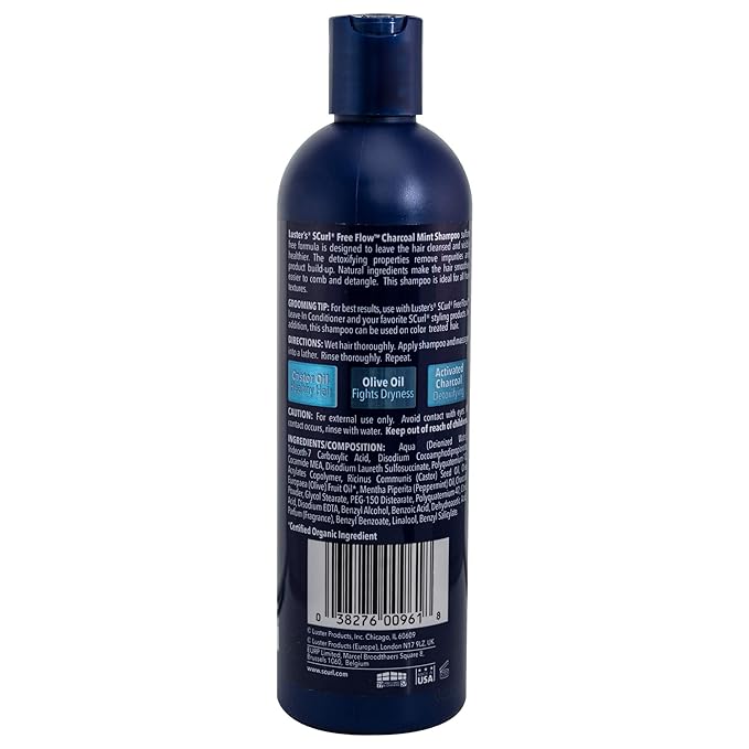 Luster's SCurl Free Flow Charcoal Mint Shampoo, 12 Ounce x-pression