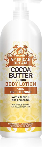 American Dream Radiance Boost Cocoa Butter Body Lotion with Lemon oil & Vitamin E, for dull & dry skin 750ml