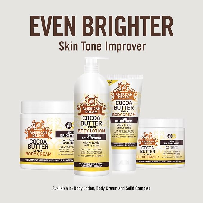 American Dream Radiance Boost Cocoa Butter Body Lotion with Lemon oil & Vitamin E, for dull & dry skin 750ml