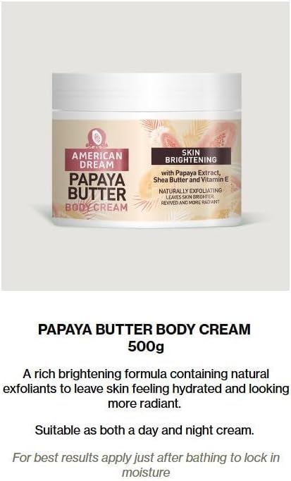 American Dream Papaya Butter Body Cream with Papaya Extract, Shea Butter & Vitamin E 500ml