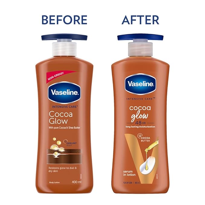 Vaseline Cocoa Glow Serum In Lotion, 400 ml | 600 ml | 100% Pure Cocoa & Shea Butter x-pression