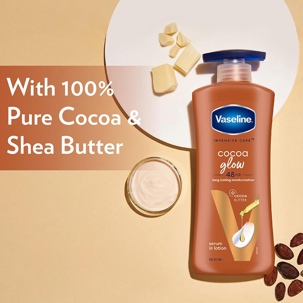 Vaseline Cocoa Glow Serum In Lotion, 400 ml | 600 ml | 100% Pure Cocoa & Shea Butter x-pression
