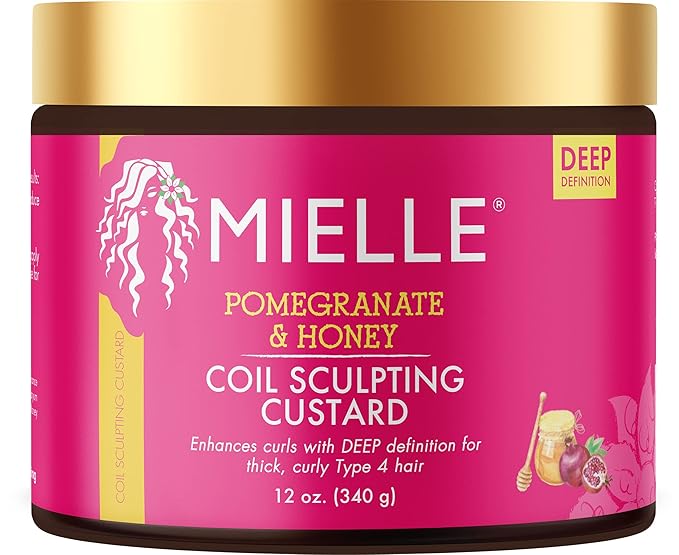 Mielle Organics Pomegranate & Honey Sculpting Custard, Natural Styling Cream Plus Moisture, For Curl, Wave, & Coil Definition for Natural or Relaxed Type 4 Hair, 12-Fluid Ounces x-pression