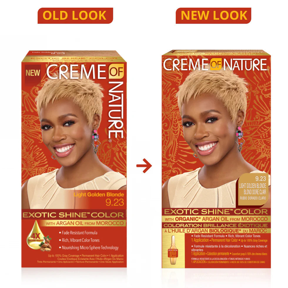 Crème of Nature Exotic Shine Hair Color With Argan Oil from Morocco, 9.23 Light Golden Brown, 1 Application x-pression