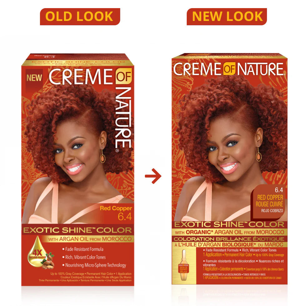 Crème of Nature Exotic Shine Hair Color With Argan Oil from Morocco, 6.4 Copper Red, 1 Application x-pression