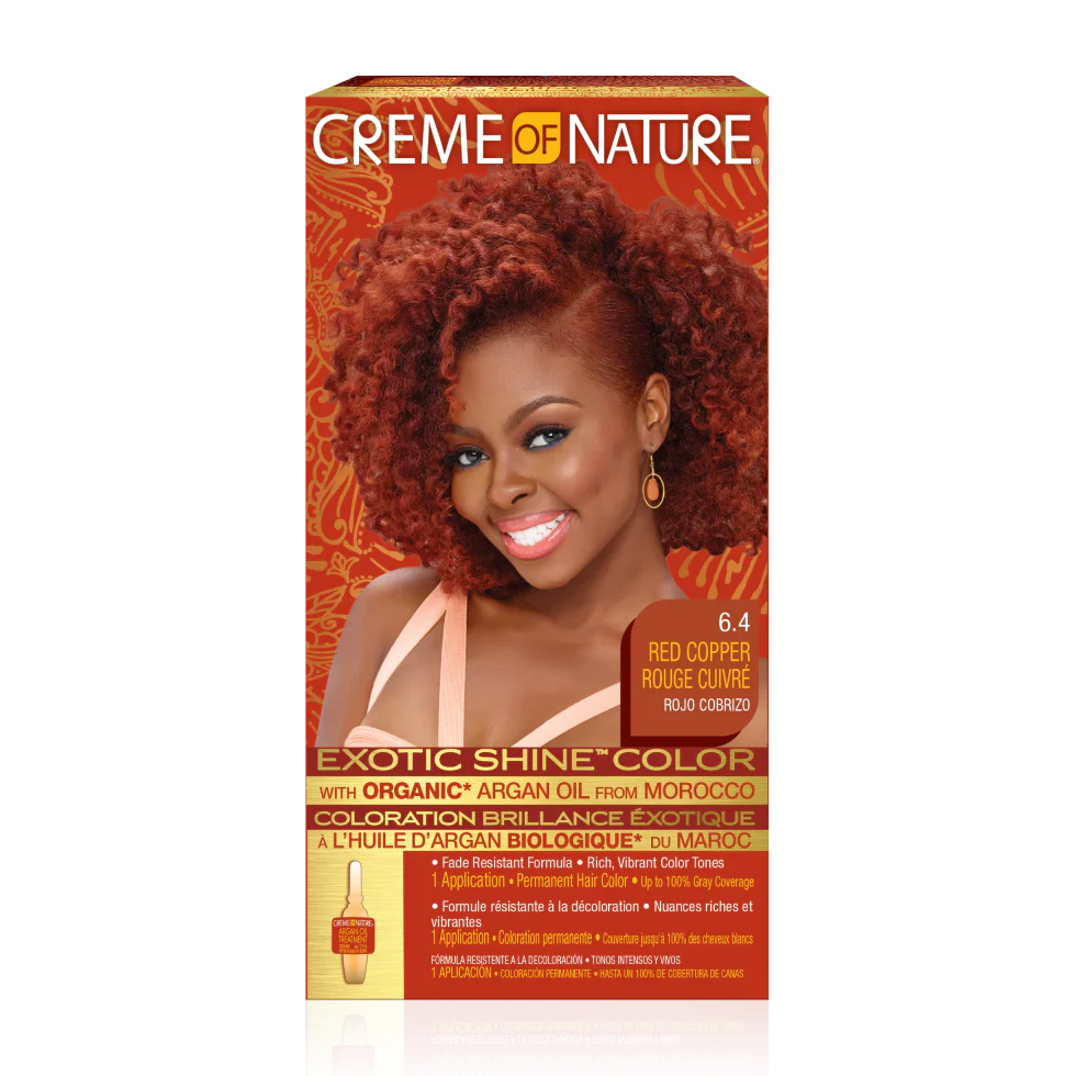 Crème of Nature Exotic Shine Hair Color With Argan Oil from Morocco, 6.4 Copper Red, 1 Application x-pression
