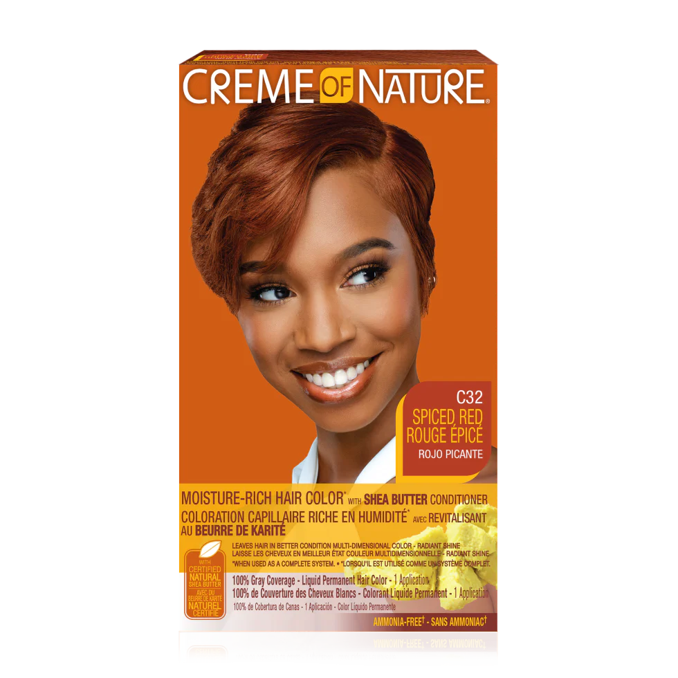 Crème of Nature Moisture Rich Hair Color Kit, C32 Spiced Red, 1 Application x-pression