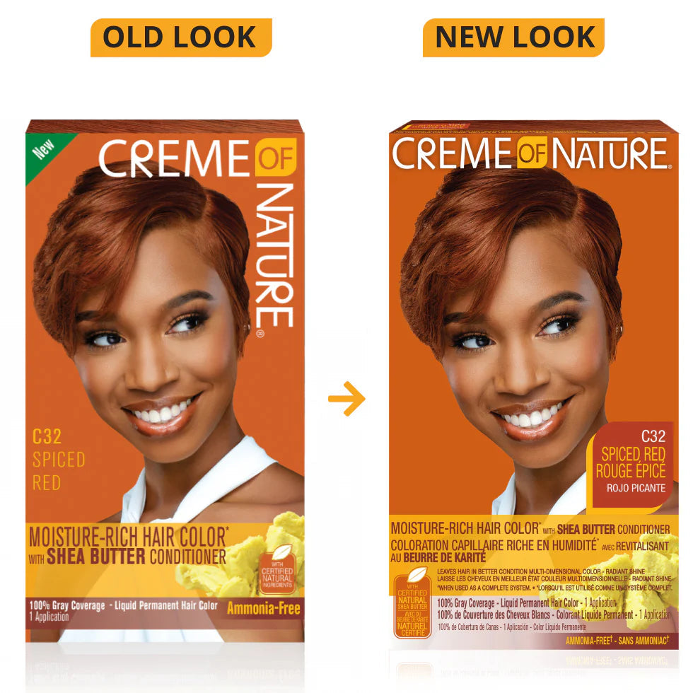 Crème of Nature Moisture Rich Hair Color Kit, C32 Spiced Red, 1 Application x-pression