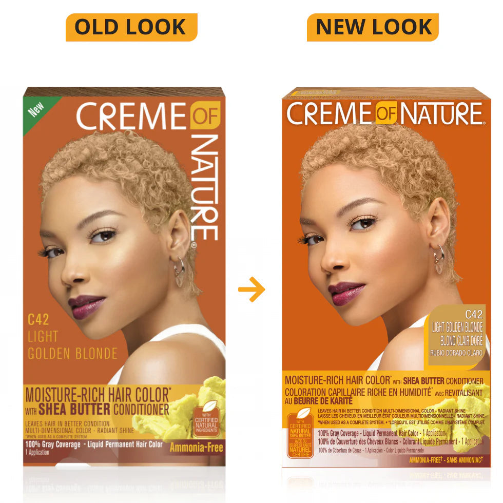 Crème of Nature Moisture Rich Hair Color Kit, C42 Light Golden Blonde, 1 Application x-pression