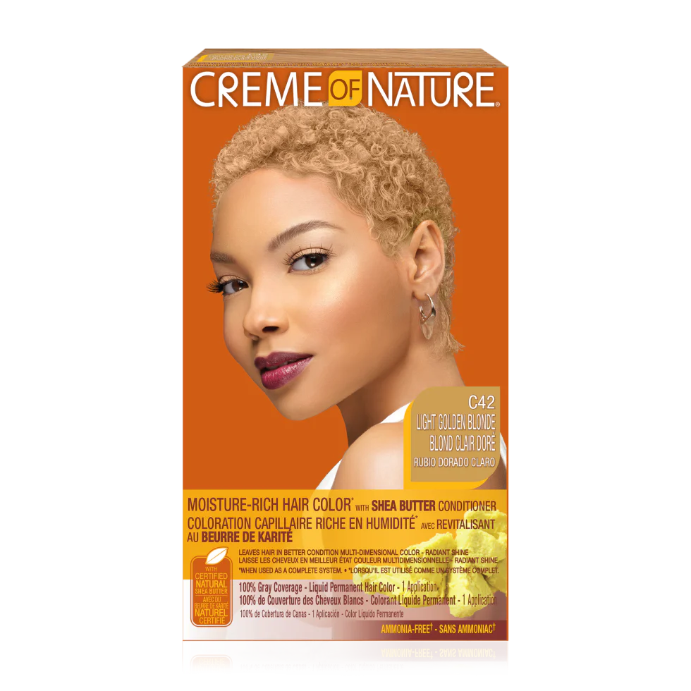Crème of Nature Moisture Rich Hair Color Kit, C42 Light Golden Blonde, 1 Application x-pression