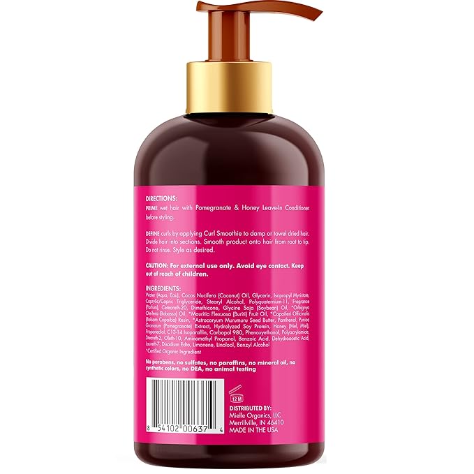 Mielle Organics Curl Smoothie with Pomegranate, Moisturizing Curl Cream for Thick Type 4 Curly Hair, 12 Ounces x-pression