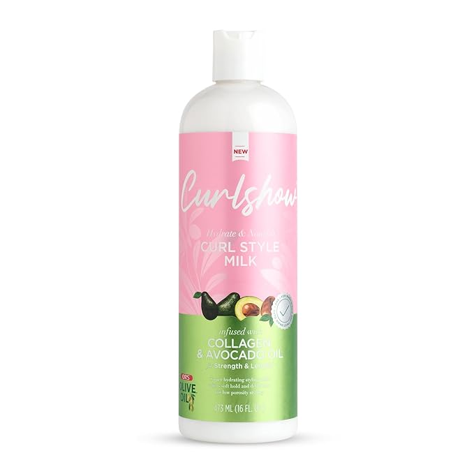 ORS Olive Oil Curlshow Curl Style Milk Infused with Collagen & Avocado Oil for Strength & Length (16.0 oz) x-pression