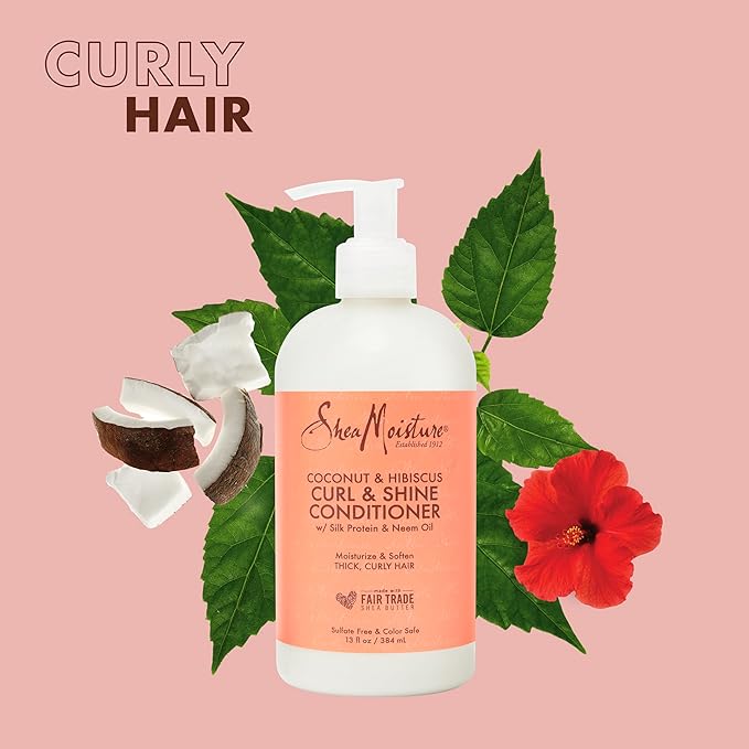 SHEA MOISTURE Coconut & Hibiscus Curl & Shine Oily Conditioner - 13 Oz,1 Count x-pression