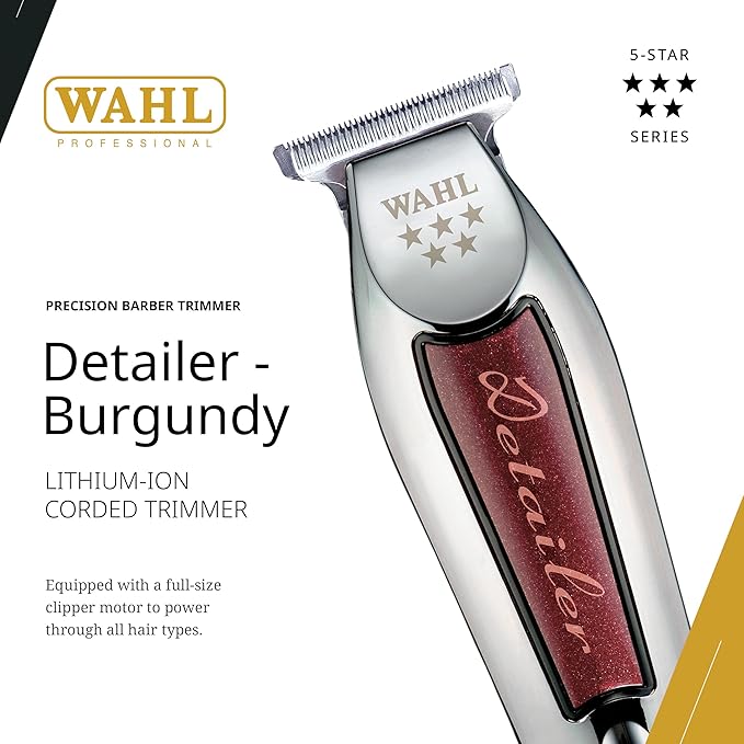 Wahl Professional Men 5-Star Professional Series 8081 Corded Electric Hair Trimmer Detailer (5-Inch) (Maroon) x-pression