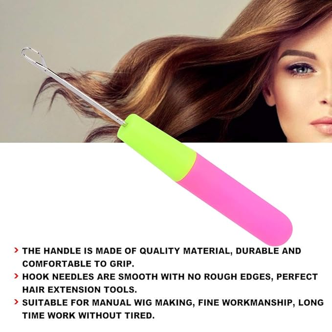 Crochet Hook Needle, Fine Workmanship Comfortable Hair Extensions Threader, Hair Extension for Manual Wig Making(Large Crochet) x-pression