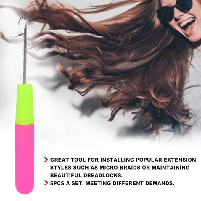 Crochet Hook Needle, Fine Workmanship Comfortable Hair Extensions Threader, Hair Extension for Manual Wig Making(Large Crochet) x-pression