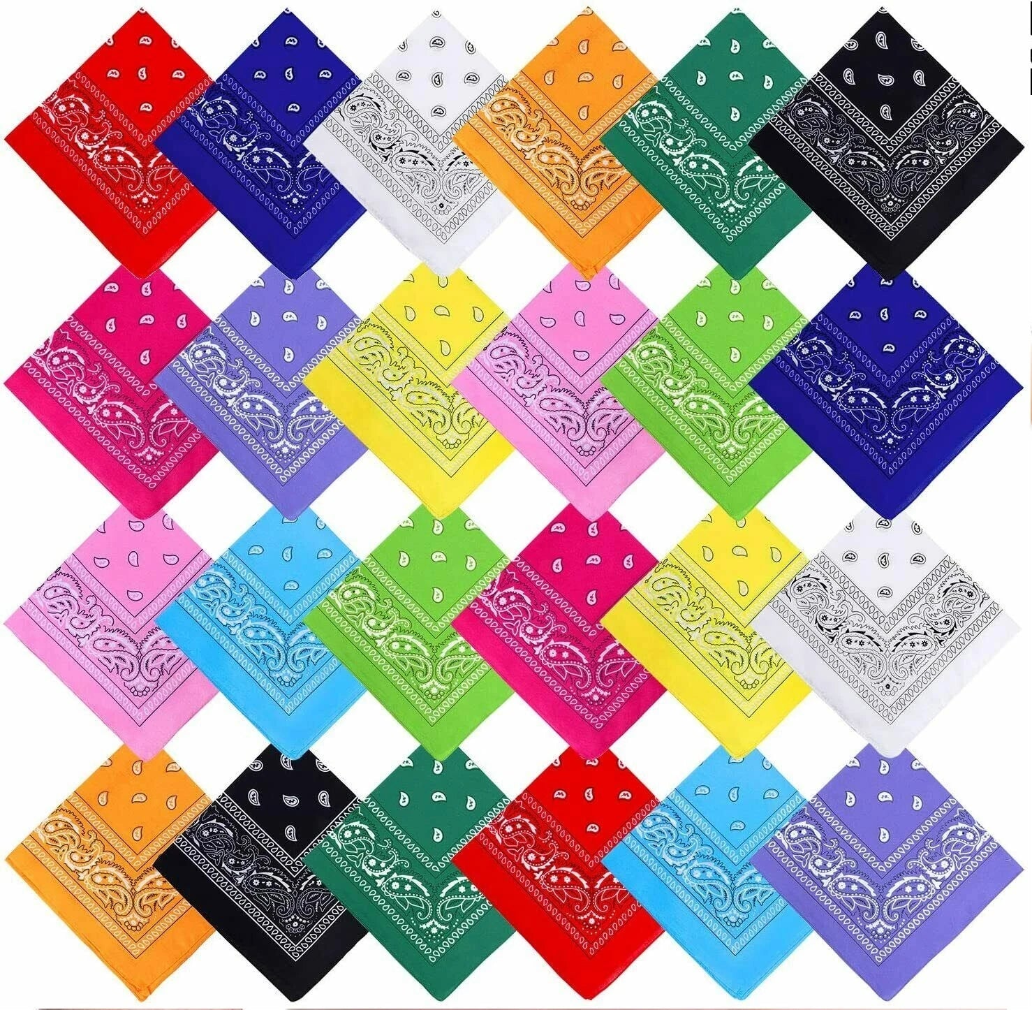 Paisley Pattern Bandana Head Neck Scarf Black & White & Grey & Red *UK SELLER*