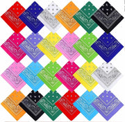 Paisley Pattern Bandana Head Neck Scarf Black & White & Grey & Red *UK SELLER*