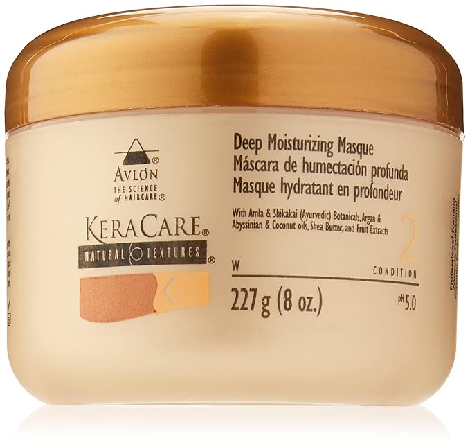 KeraCare Natural Textures Deep Moisturizing Masque 8 oz - With Argan, Abyssinian & Coconut Oils - Shea Butter and Fruit Extracts - Restores Hair Moisture - Prevents Breakage
