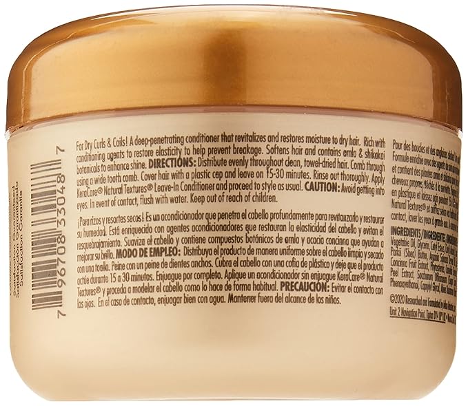 KeraCare Natural Textures Deep Moisturizing Masque 8 oz - With Argan, Abyssinian & Coconut Oils - Shea Butter and Fruit Extracts - Restores Hair Moisture - Prevents Breakage