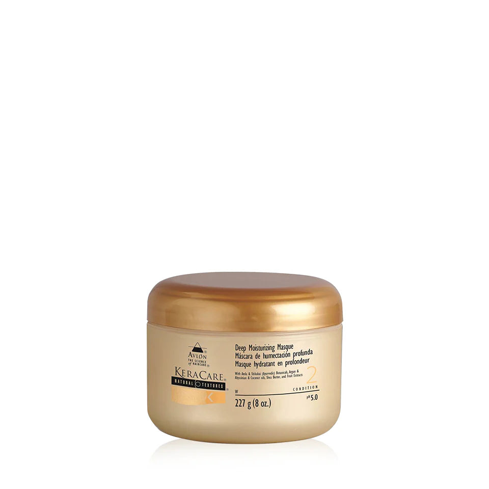 KeraCare Natural Textures Deep Moisturizing Masque 8 oz - With Argan, Abyssinian & Coconut Oils - Shea Butter and Fruit Extracts - Restores Hair Moisture - Prevents Breakage