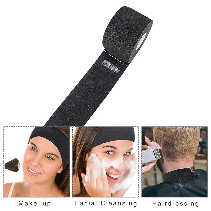 Disposable Neck Strips 5 Rolls, Ooloveminso Barber Stretchy Paper Neck Band Hairdressing Accessory for Salon Haircut Styling 500 Strips (Black) x-pression