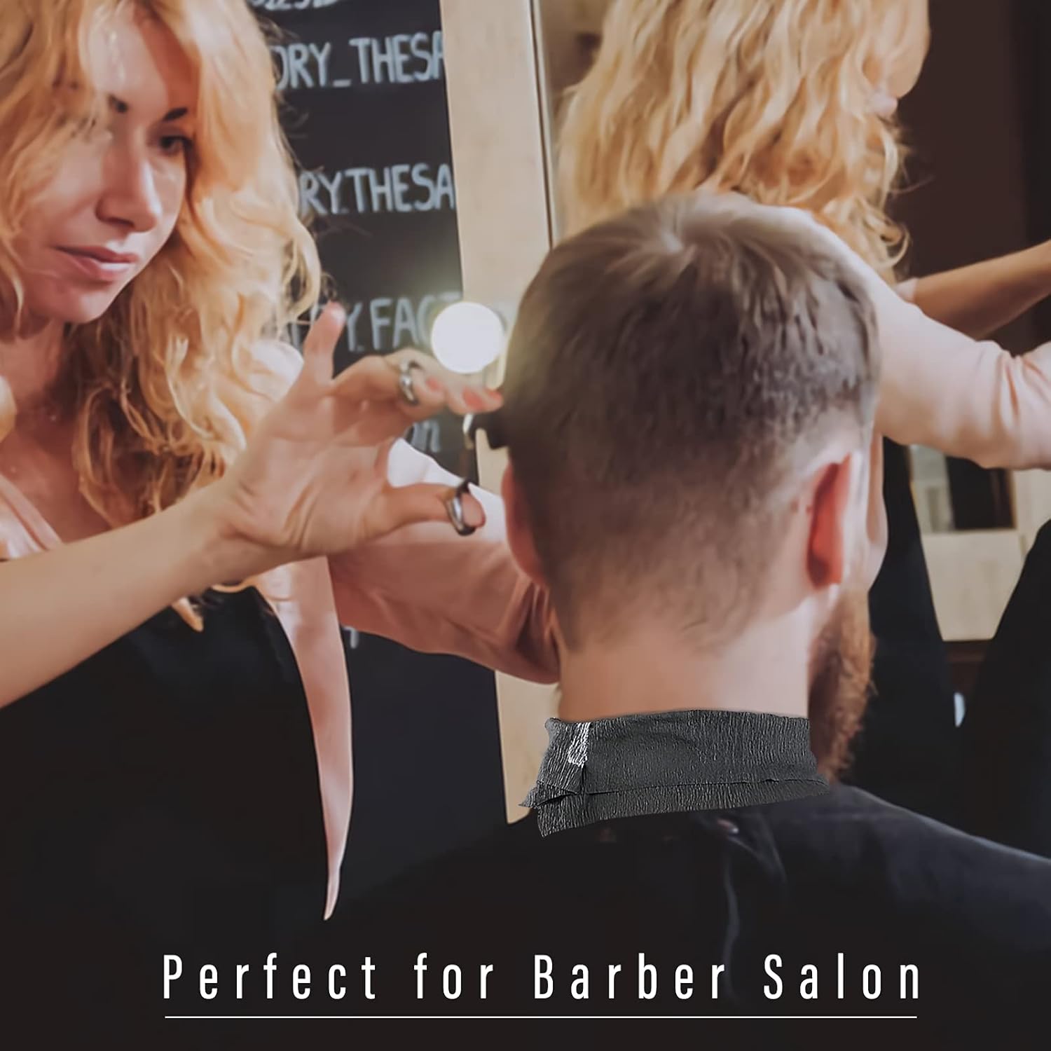 Disposable Neck Strips 5 Rolls, Ooloveminso Barber Stretchy Paper Neck Band Hairdressing Accessory for Salon Haircut Styling 500 Strips (Black) x-pression