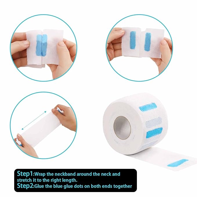 Disposable Neck Strips 5 Rolls, Ooloveminso Barber Stretchy Paper Neck Band Hairdressing Accessory for Salon Haircut Styling 500 Strips (Black) x-pression