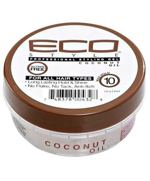 Eco Style Coconut Oil Styling Gel - Adds Luster and Moisturizes Hair - Weightless Styling and Superior Hold - Prevents Breakage and Split Ends - Promotes Scalp Health - Ideal for all Hair x-pression