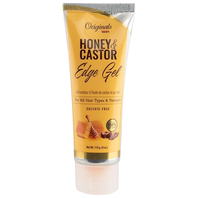 Africa's Best Originals Honey and Castor Edge Hair Gel for All Hair Types and Textures, Sulfate-Free, 4 oz