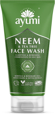 Ayumi Acne Face Wash with Neem | Oily Skin Wash with Nettle Leaf Extract | Tea Tree Oil for Acne Treatment | Hydrating Facewash with Moringa Oil | Women & Mens Face Wash for Skin Care ,150 mL